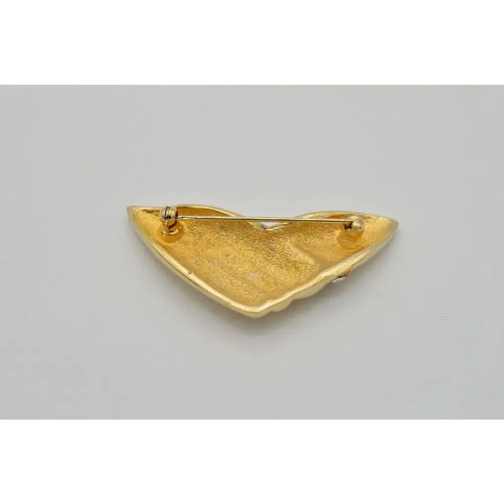 Vintage Statement Pin Brooch Gold Rhinestone Crystal Abstract Shape NOS 1980s 9B